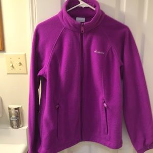Columbia purple fleece zip front jacket